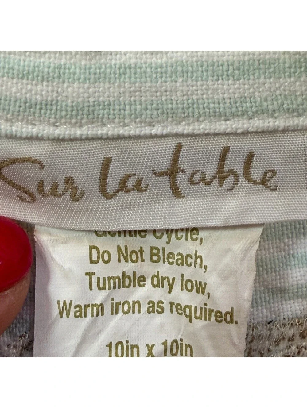 Sur La Table Cotton Stripe Coastal Cocktail Napkins Sea Shells Nautical Set Of 4